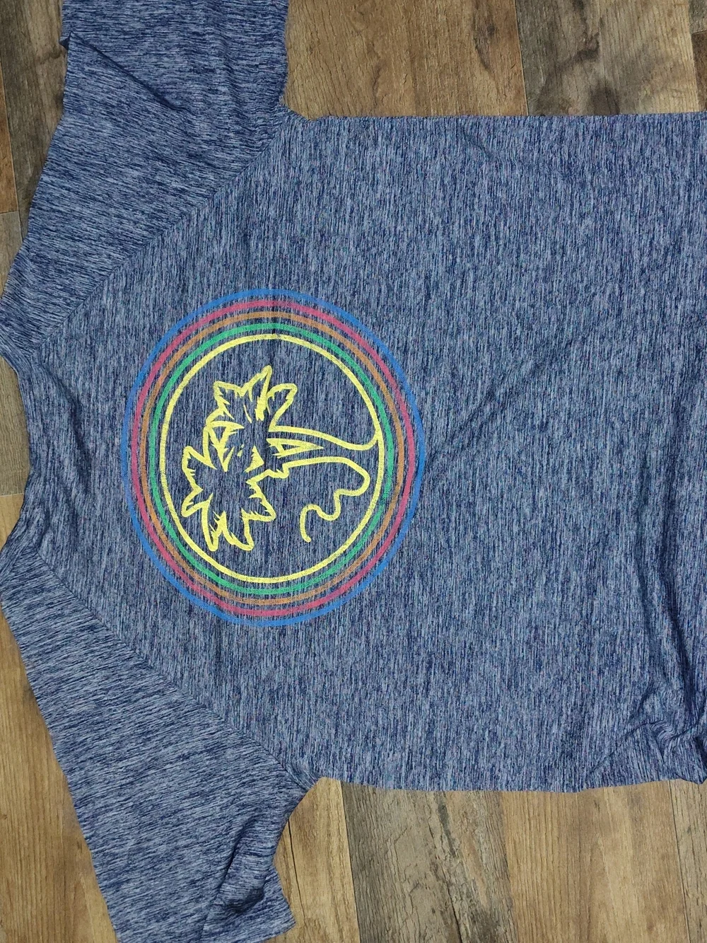 Heather Blue Short Sleeve Kids Tee with Yellow Floral Accent